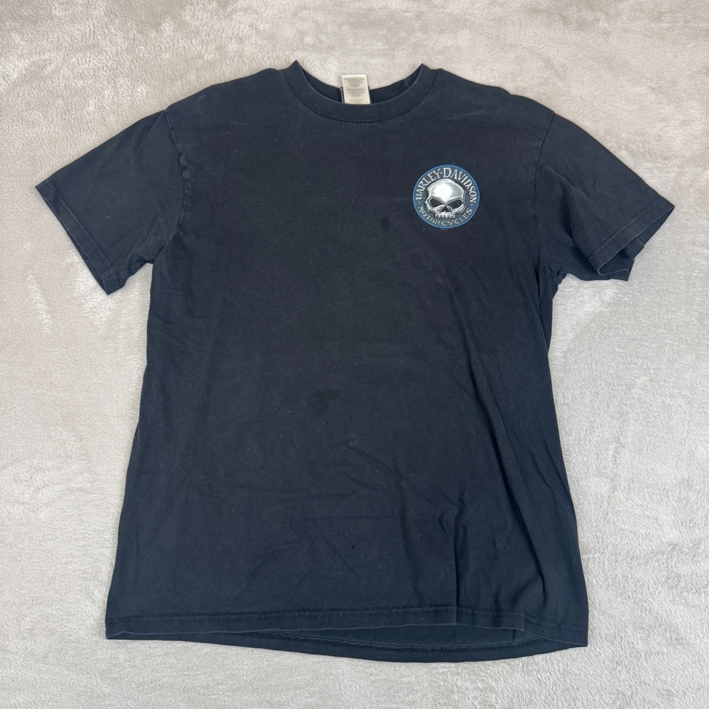 Vintage Harley Davidson Of Tampa Motorcycles Shirt Mens XL Black Preowned Flaws